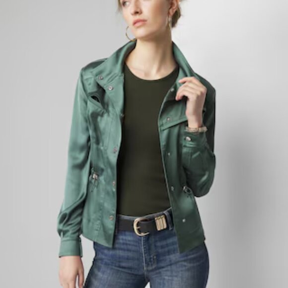 White House Black Market Jackets & Blazers - WHBM Satin Utility Anorak Jacket Green M
